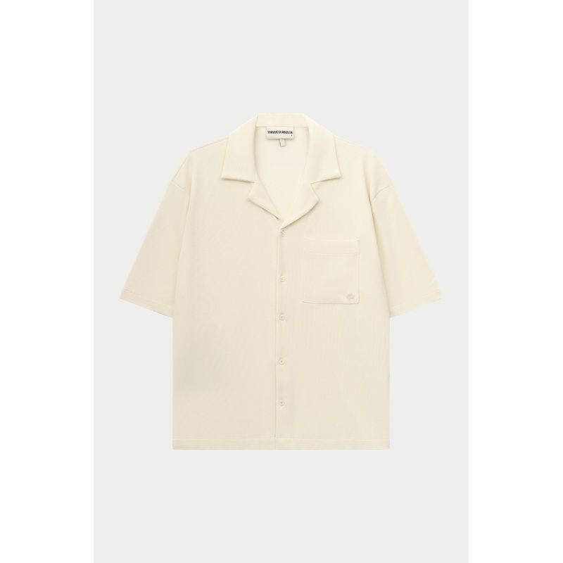 RIB BUTTON THROUGH SHIRT – OFF WHITE
