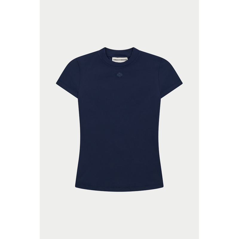SCULPTING STRETCH EMBLEM BABY TEE – DARK NAVY