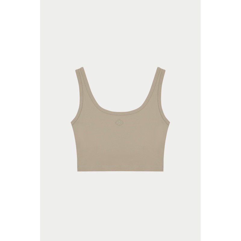 SCULPTING STRETCH EMBLEM SPORTS BRA – BEIGE