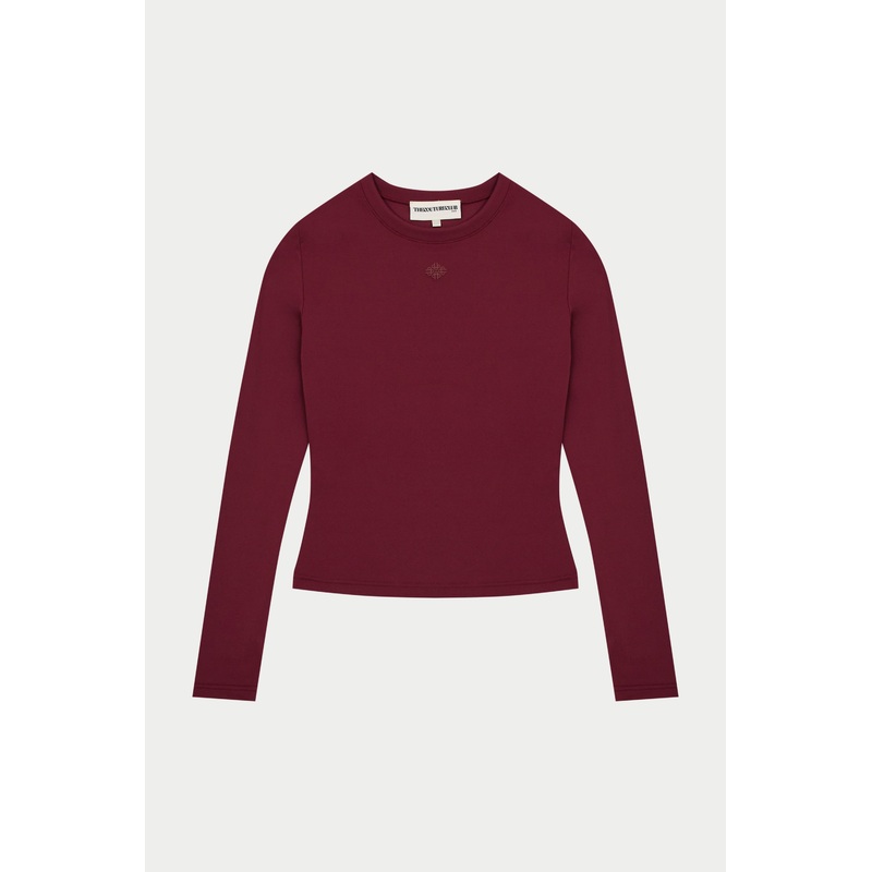 SCULPTING STRETCH LONG SLEEVE TOP – BURGUNDY