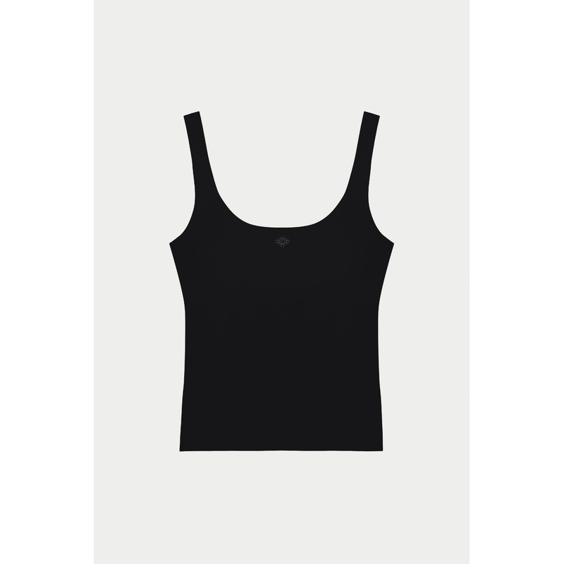 SCULPTING STRETCH SCOOP NECK SPORTS TOP – BLACK