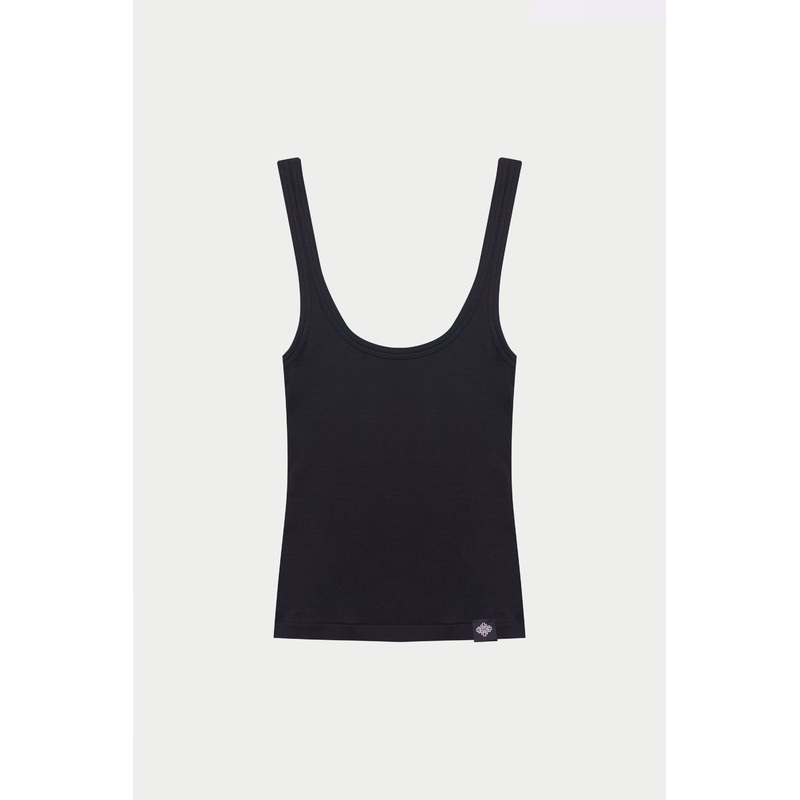 SLUB EMBLEM LABEL VEST TOP – BLACK