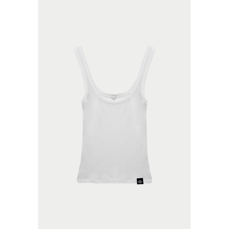 SLUB EMBLEM LABEL VEST TOP – WHITE