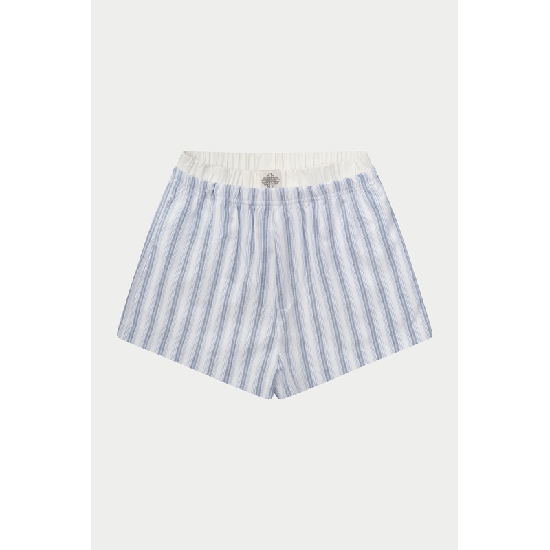 STRIPE BOXER WAISTBAND WOVEN SHORTS – BLUE