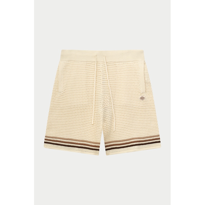 STRIPE CROCHET KNIT SHORTS – OFF WHITE