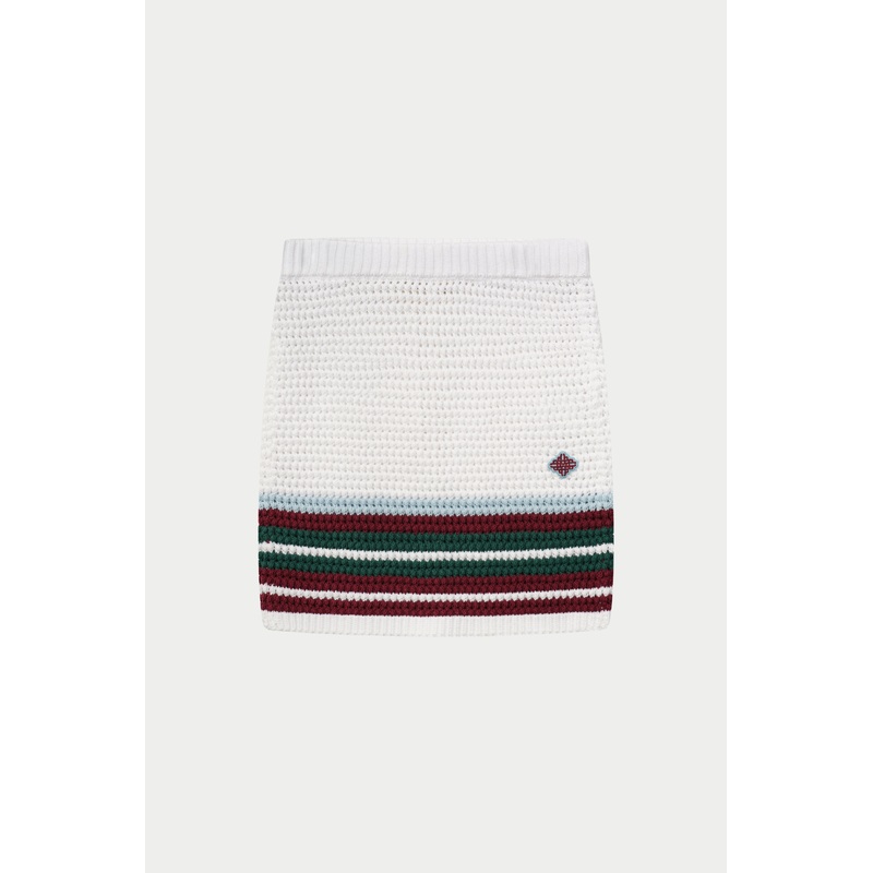 STRIPE CROCHET KNITTED MINI SKIRT – BURGUNDY