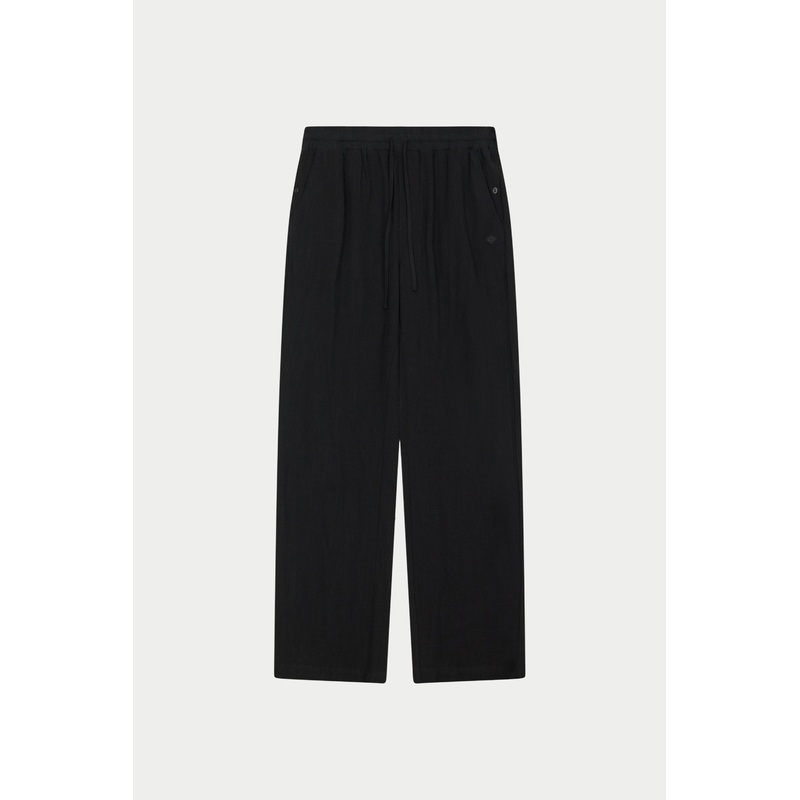 TEXTURED WOVEN TROUSERS – BLACK