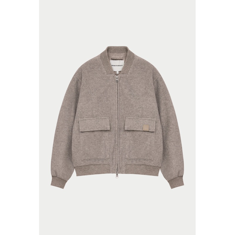 WOOL BLEND BOMBER JACKET – BEIGE