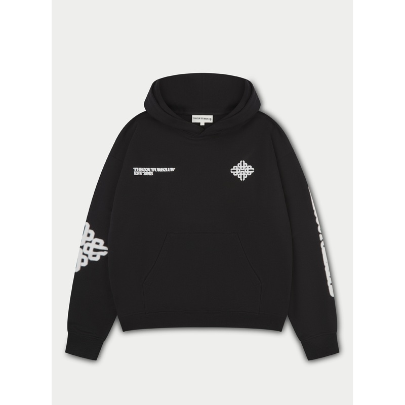 BLURRED EMBLEM GRAPHIC HOODIE – BLACK