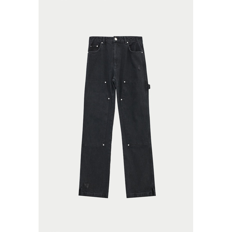 DENIM RIVET DETAIL CARPENTER JEANS – BLACK WASH