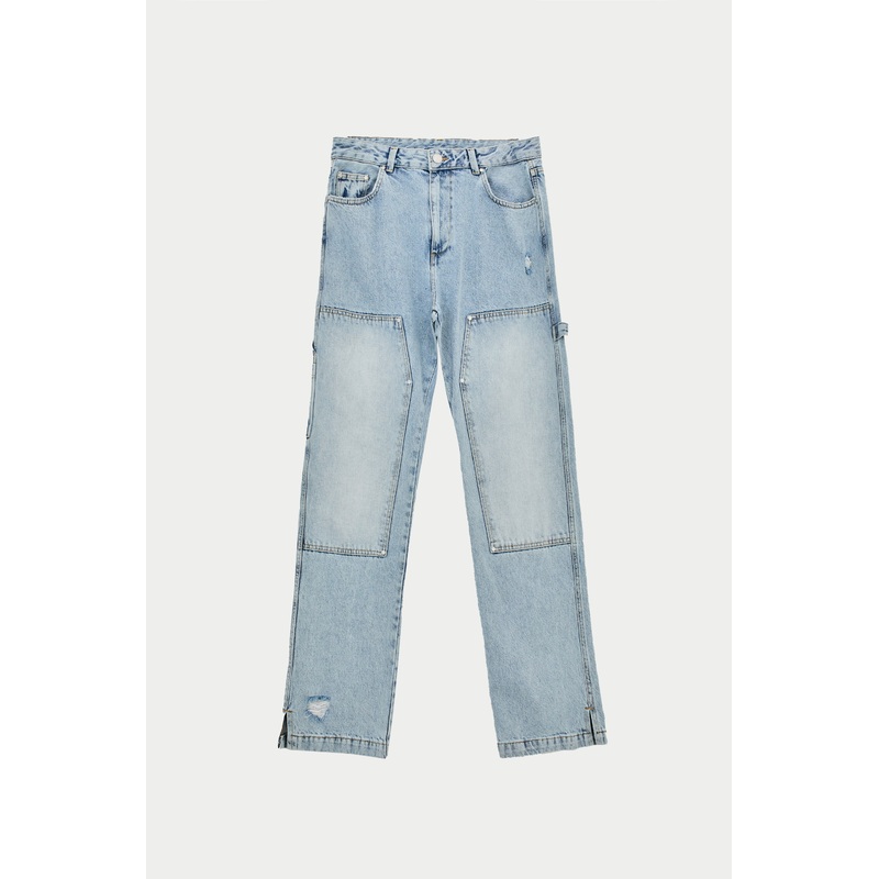 DENIM RIVET DETAIL CARPENTER JEANS – BLUE WASH