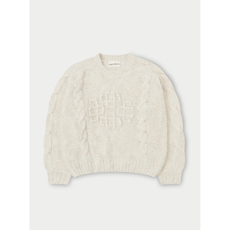 EMBLEM PLAITED OVERSIZED KNIT JUMPER – STONE