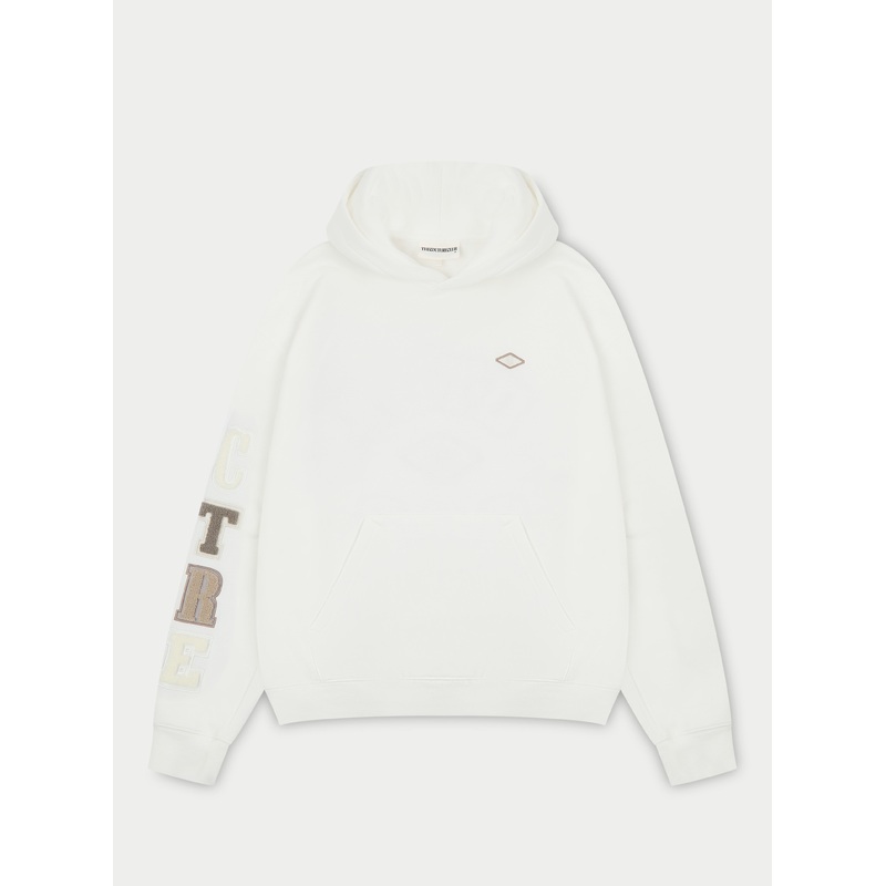 MULTIBADGE CHENILLE HOODIE – OFF WHITE