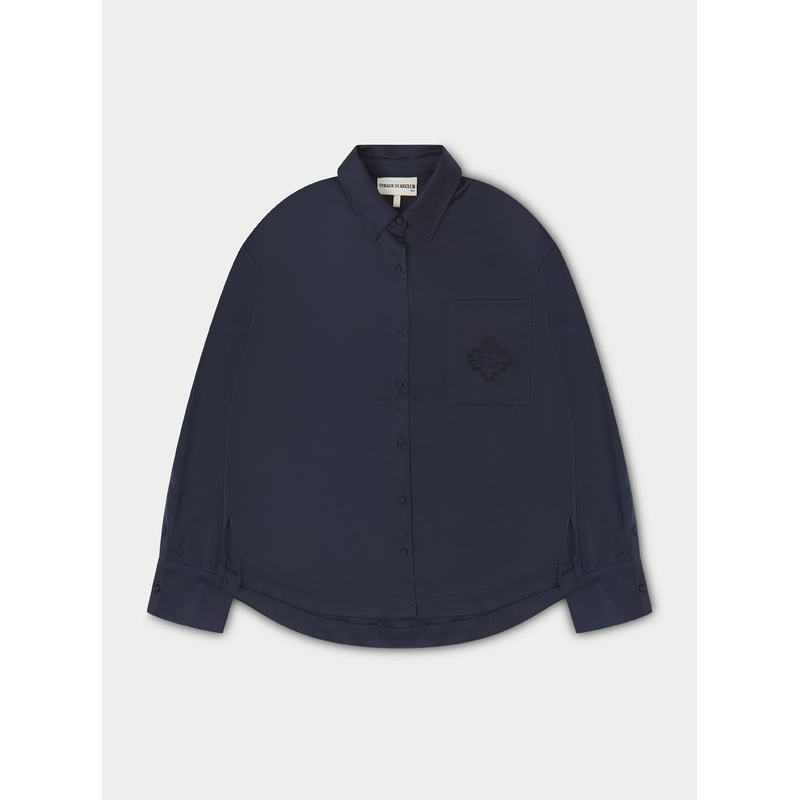 SATIN EMBLEM SHIRT – NAVY|4|6|8|10|12|14|16|18