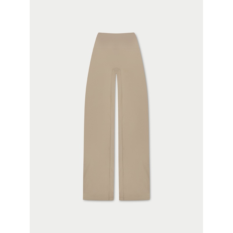 SCULPTING STRETCH FOLDOVER WAISTBAND YOGA PANTS – BEIGE