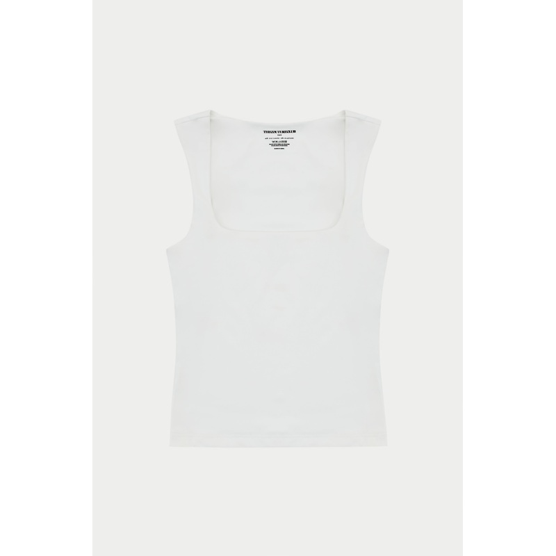 SCULPTING STRETCH SCOOP NECK TOP – WHITE