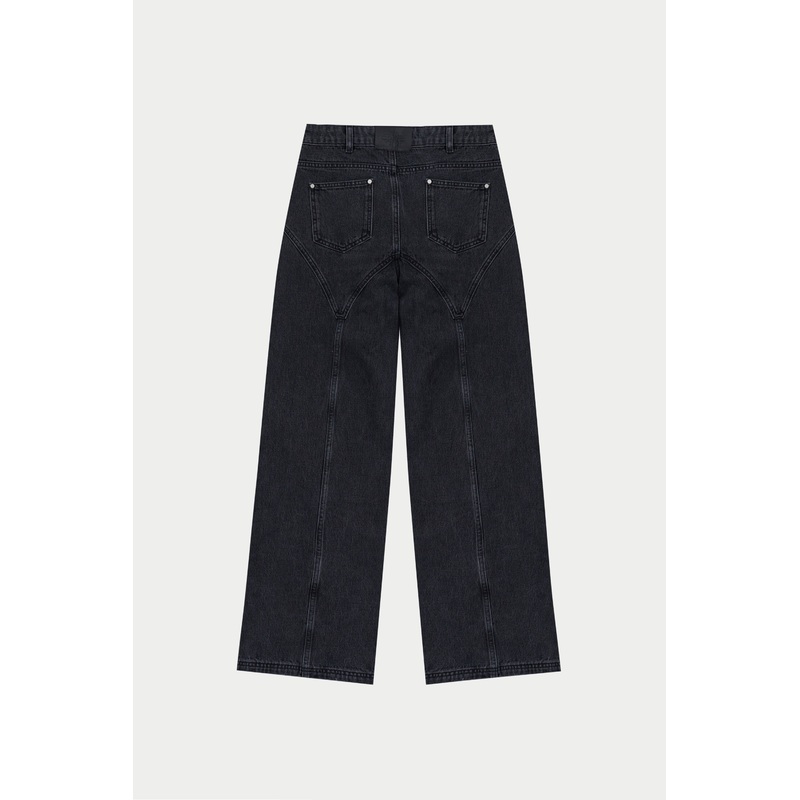 SEAM DETAIL WASHED JEANS – BLACK WASH