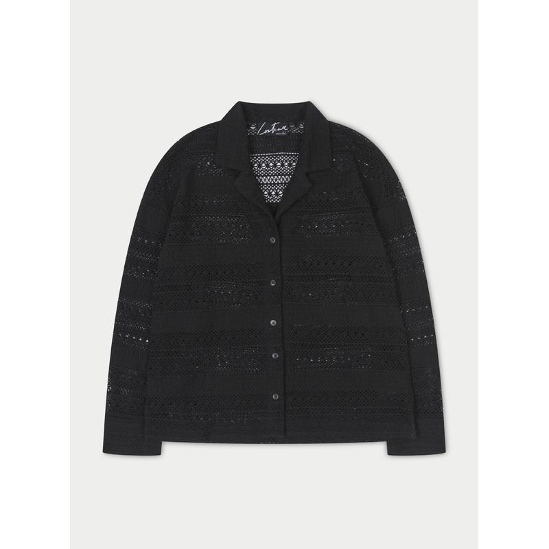 TEXTURED CROCHET SHIRT – BLACK