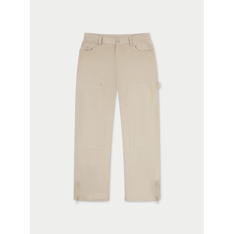 TWILL RIVET DETAIL CARPENTER PANT – BEIGE