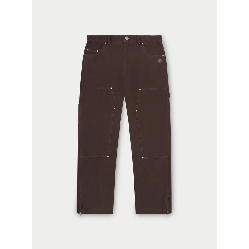 TWILL RIVET DETAIL CARPENTER PANT – DARK BROWN