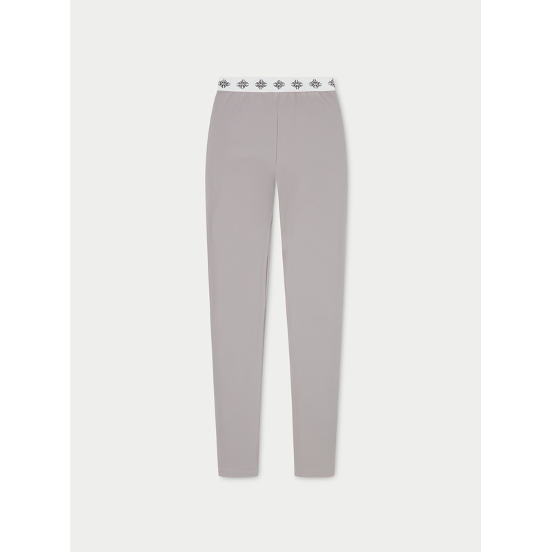 BRANDED WAISTBAND RIBBED LEGGINGS – GREY