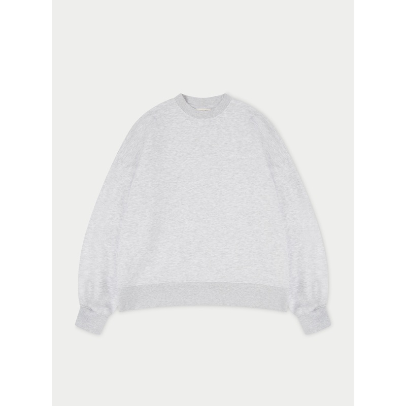 COUTURE SCRIPT PUFF SLEEVE CREW – GREY MARL