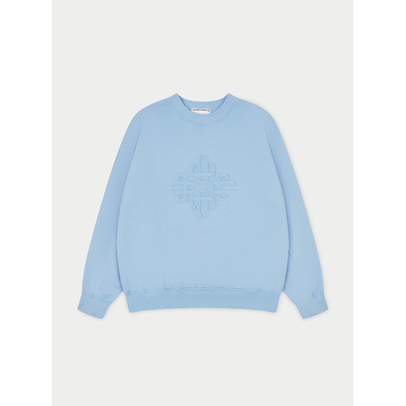 EMBLEM EMBOSSED OVERSIZED CREW – BLUE