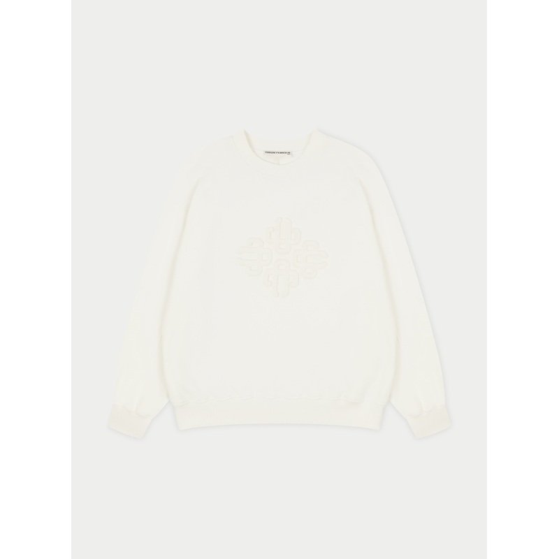 EMBLEM EMBOSSED OVERSIZED SWEATSHIRT – OFF WHITE