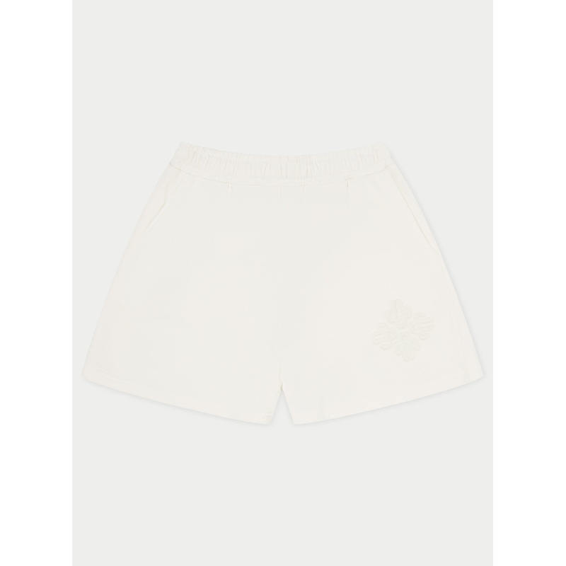 EMBLEM EMBOSSED SHORTS – OFF WHITE