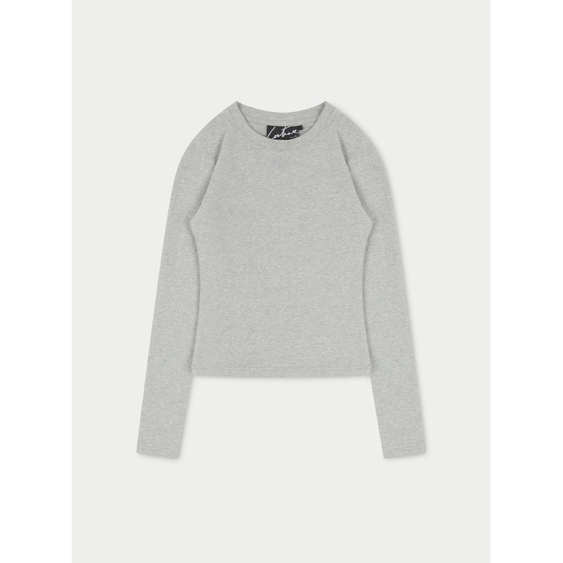 EMBLEM JERSEY LONG SLEEVE TOP – GREY MARL