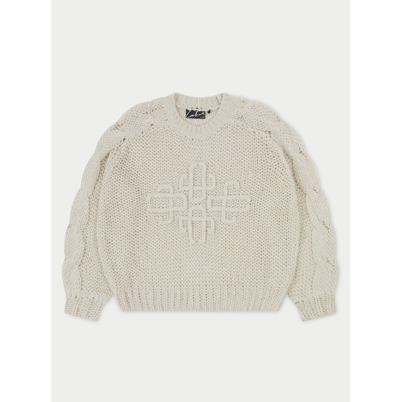 EMBLEM OVERSIZED KNIT JUMPER – STONE