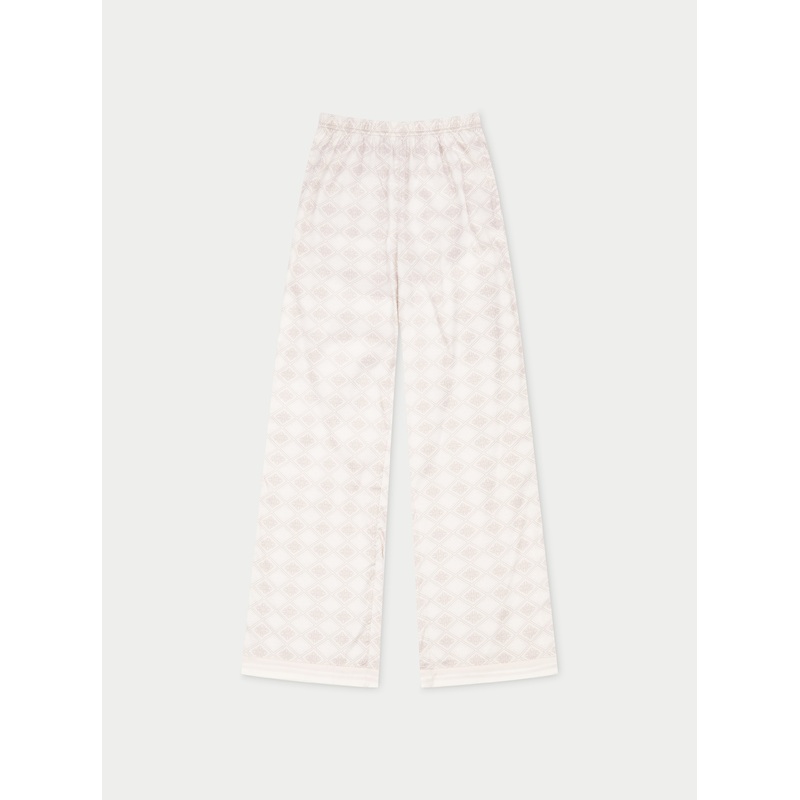 EMBLEM PRINT WIDE LEG TROUSERS – BEIGE