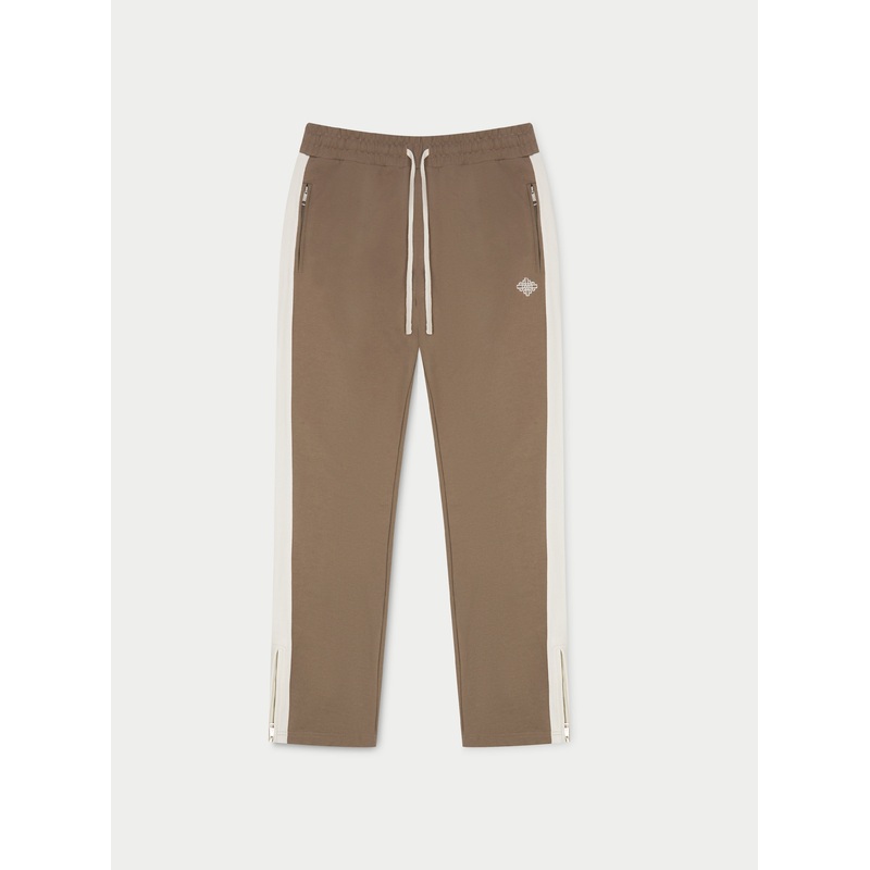 EMBLEM SIDE PANEL SPLIT HEM JOGGERS – BROWN