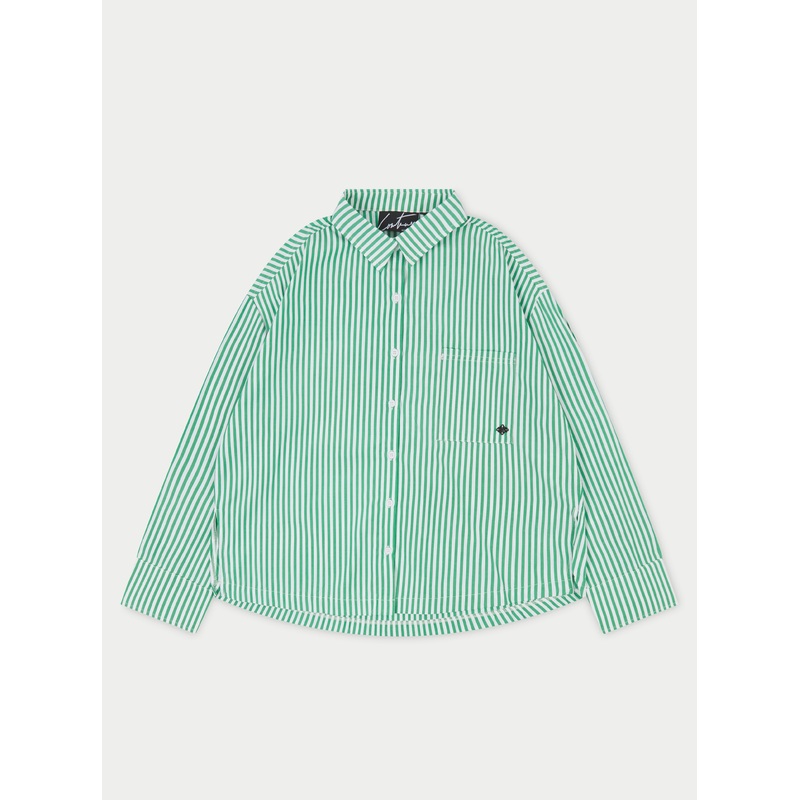 EMBLEM STRIPE OVERSIZED SHIRT – GREEN