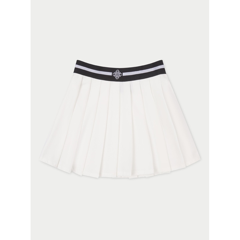 EMBLEM WAISTBAND TENNIS MINI SKIRT – WHITE