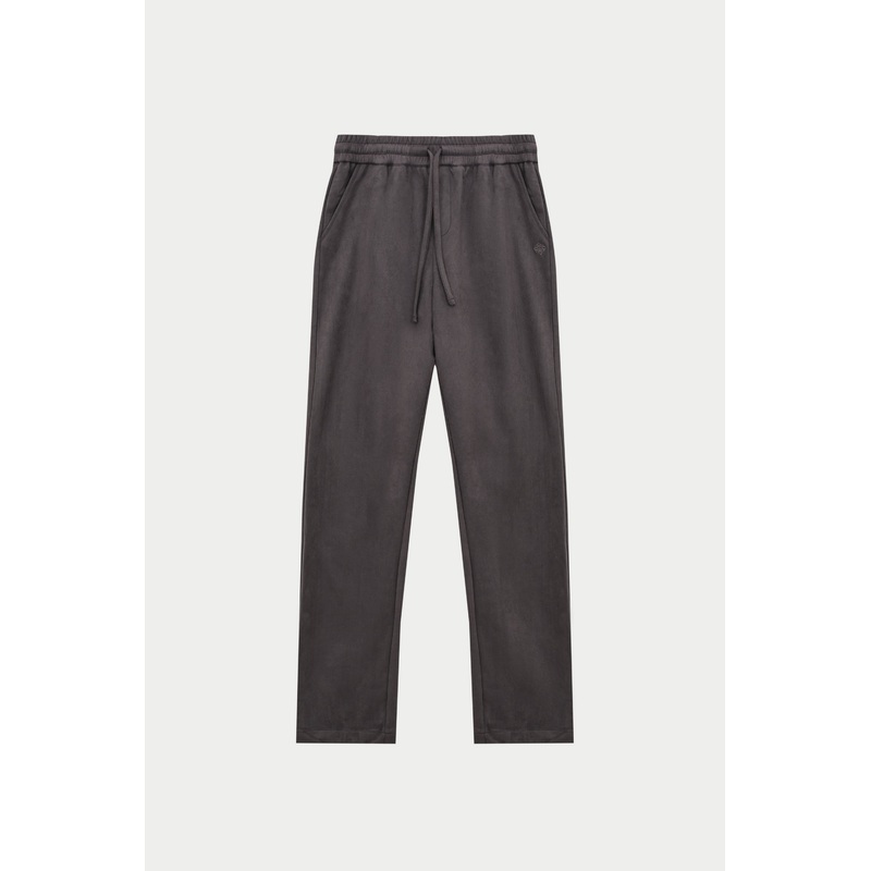 FAUX SUEDE STRAIGHT LEG PANTS – CHARCOAL