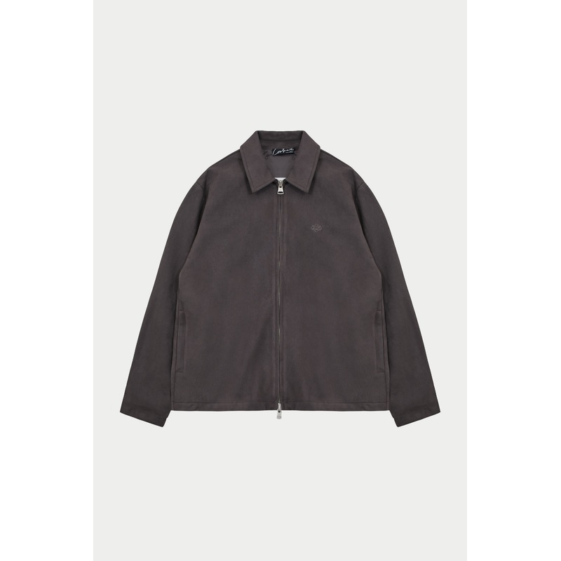 FAUX SUEDE WORKER JACKET – CHARCOAL