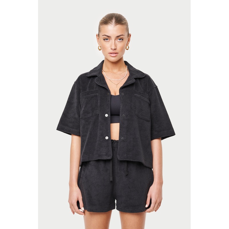 HEAVYWEIGHT TOWELLED RESORT SHIRT – BLACK