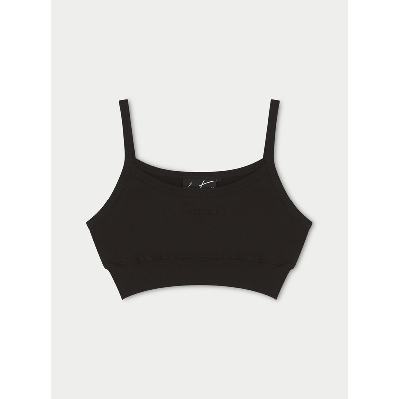 JERSEY LOGO CROP TOP – BLACK|UK4|UK6|UK8|UK10|UK12|UK14|UK16|UK18