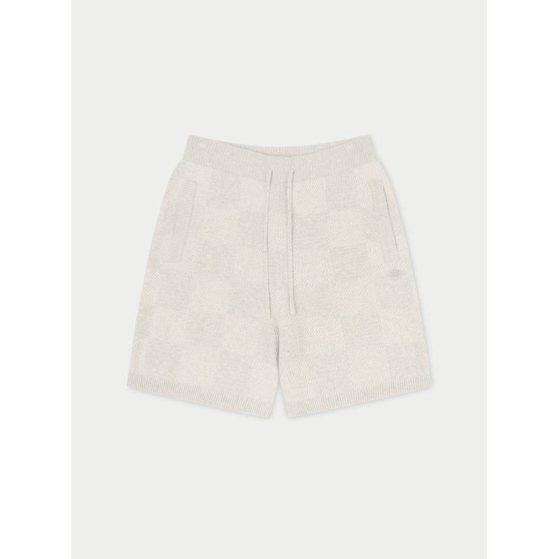 KNITTED CHECKERBOARD SHORTS – GREY