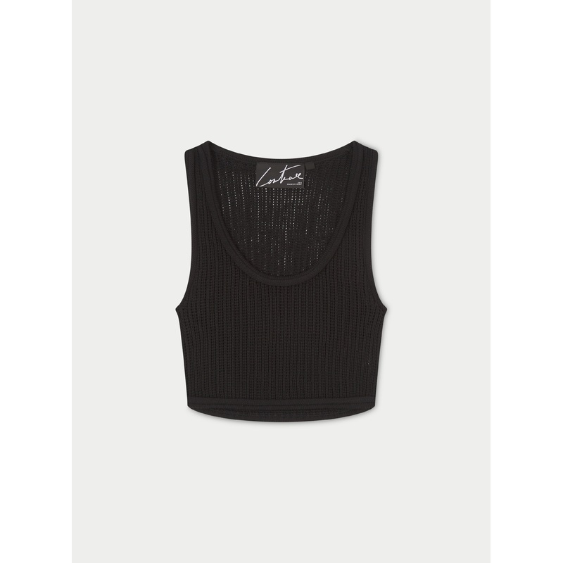 KNITTED VEST TOP – BLACK|UK4|UK6|UK8|UK10|UK12|UK14|UK16|UK18