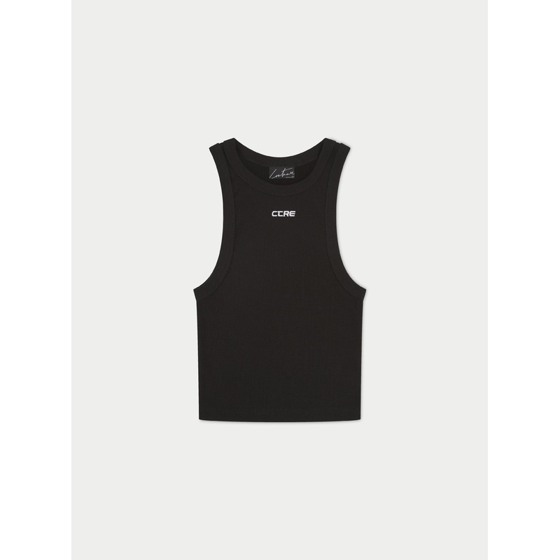 LOGO RIBBED RACER VEST – BLACK