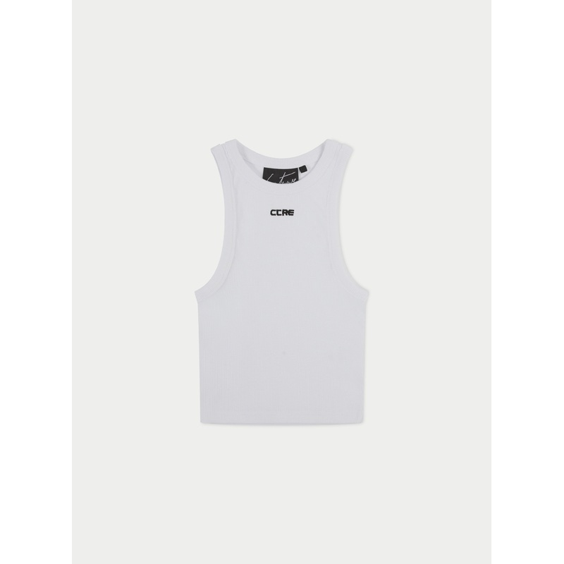 LOGO RIBBED RACER VEST – WHITE