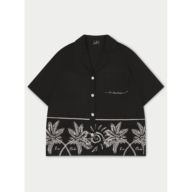 PALM EMBROIDERY SHIRT – BLACK|UK4|UK6|UK8|UK10|UK12|UK14|UK16|UK18