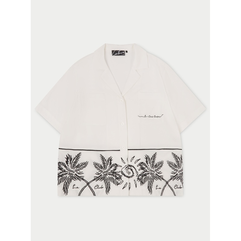 PALM EMBROIDERY SHIRT – WHITE|UK4|UK6|UK8|UK10|UK12|UK14|UK16|UK18