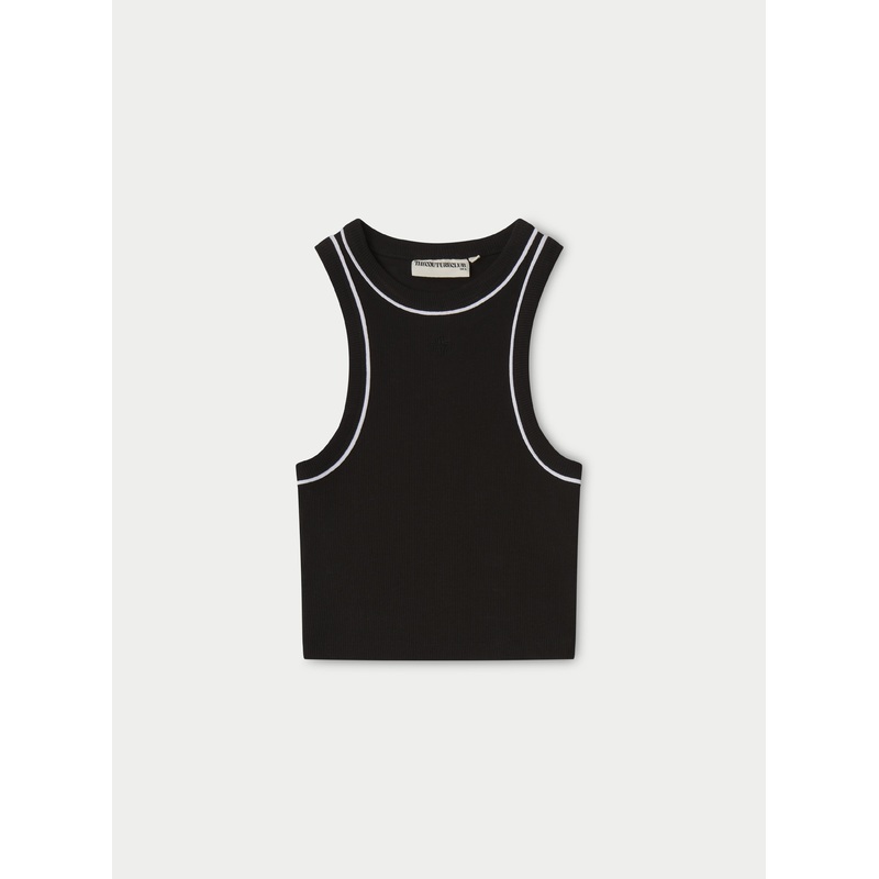 PIPED RACER CROP TOP – BLACK|UK4|UK6|UK8|UK10|UK12|UK14|UK16|UK18