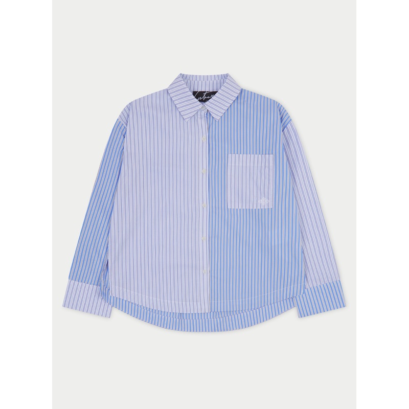 SPLICED STRIPE SHIRT – BLUE|UK4|UK6|UK8|UK10|UK12|UK14|UK16|UK18