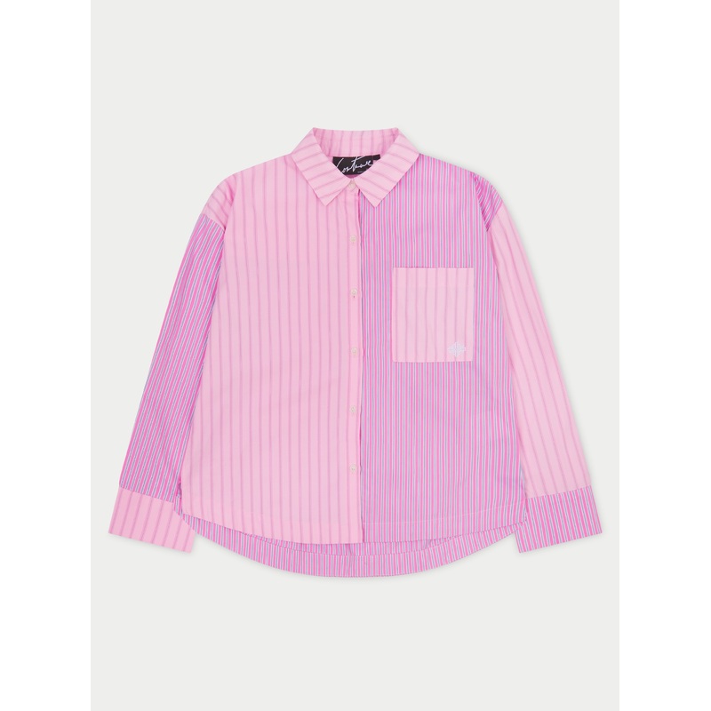 SPLICED STRIPE SHIRT – PINK|UK4|UK6|UK8|UK10|UK12|UK14|UK16|UK18