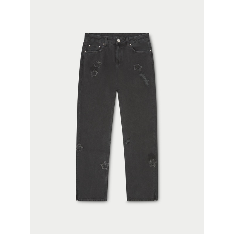 STAR APPLIQUE DENIM JEANS – WASHED BLACK