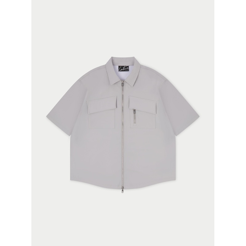 TECHNICAL HEAVYWEIGHT ZIP OVERSHIRT – GREY